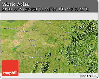 Satellite 3D Map of the Area around 28° 47' 8" N, 113° 7' 30" E
