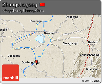 Shaded Relief 3D Map of Zhangshugang