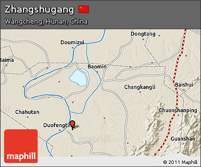 Shaded Relief 3D Map of Zhangshugang