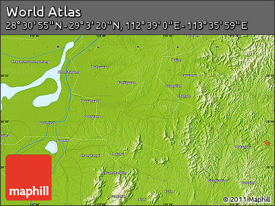 Physical Map of the Area around 28° 47' 8" N, 113° 7' 30" E