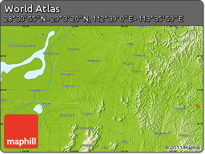 Physical Map of the Area around 28° 47' 8" N, 113° 7' 30" E