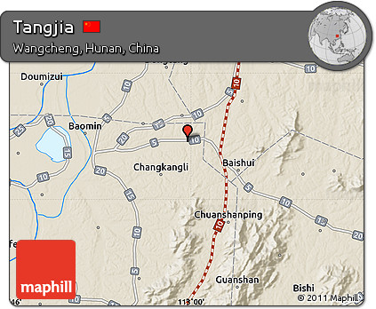 Shaded Relief Map of Tangjia