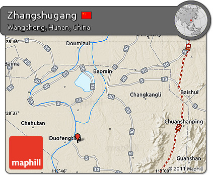 Shaded Relief Map of Zhangshugang