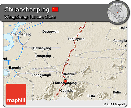 Shaded Relief Panoramic Map of Chuanshanping