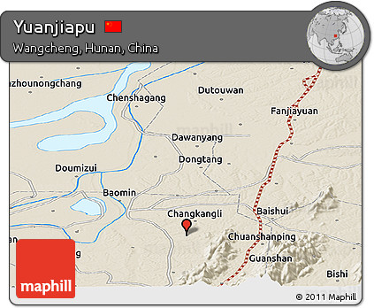 Shaded Relief Panoramic Map of Yuanjiapu