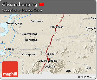 Shaded Relief Panoramic Map of Chuanshanping