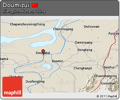 Shaded Relief Panoramic Map of Doumizui