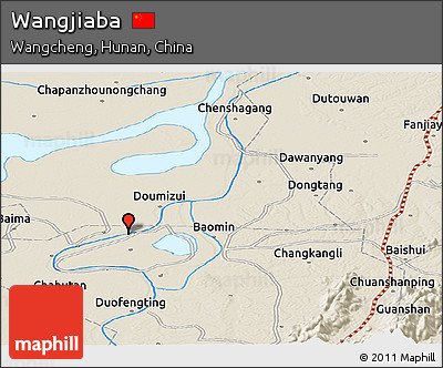 Shaded Relief Panoramic Map of Wangjiaba