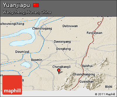 Shaded Relief Panoramic Map of Yuanjiapu