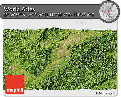 Satellite 3D Map of the Area around 28° 47' 8" N, 113° 58' 29" E