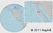 Gray Location Map of the area around 28° 47' 8" N, 114° 40' 30" W, hill shading