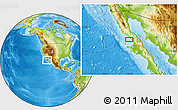 Physical Location Map of the area around 28° 47' 8" N, 114° 40' 30" W