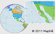 Political Location Map of the area around 28° 47' 8" N, 114° 40' 30" W