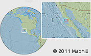 Savanna Style Location Map of the area around 28° 47' 8" N, 114° 40' 30" W, hill shading