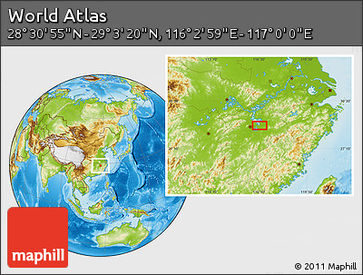 Physical Location Map of the Area around 28° 47' 8" N, 116° 31' 30" E