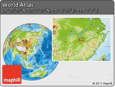 Physical Location Map of the Area around 28° 47' 8" N, 116° 31' 30" E