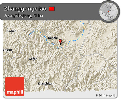 Shaded Relief 3D Map of Zhanggongqiao