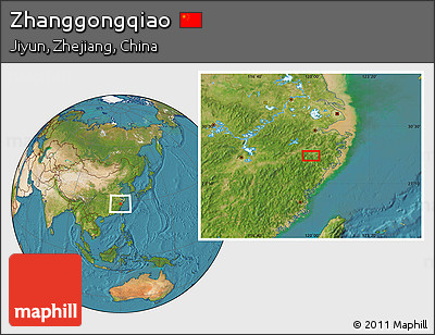 Satellite Location Map of Zhanggongqiao