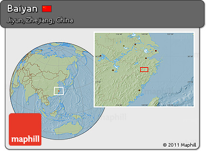 Savanna Style Location Map of Baiyan, hill shading