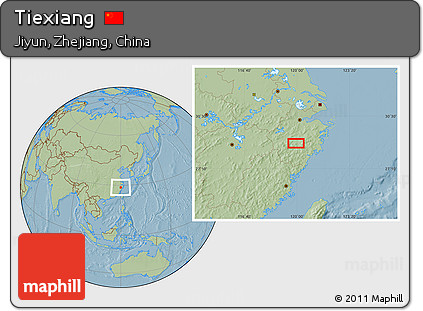 Savanna Style Location Map of Tiexiang, hill shading