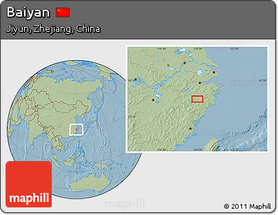 Savanna Style Location Map of Baiyan, hill shading