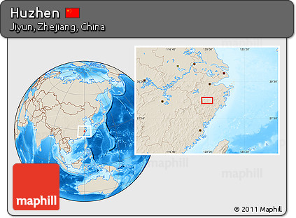 Shaded Relief Location Map of Huzhen