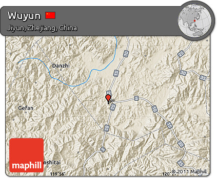 Shaded Relief Map of Wuyun