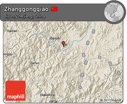 Shaded Relief Map of Zhanggongqiao