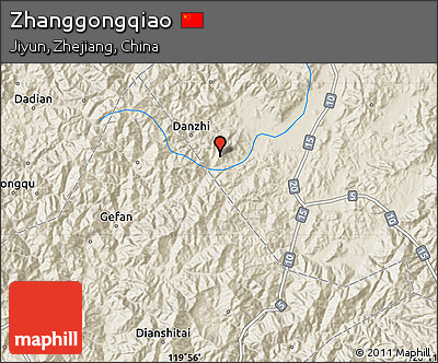 Shaded Relief Map of Zhanggongqiao