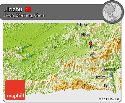 Physical Panoramic Map of Jinzhu