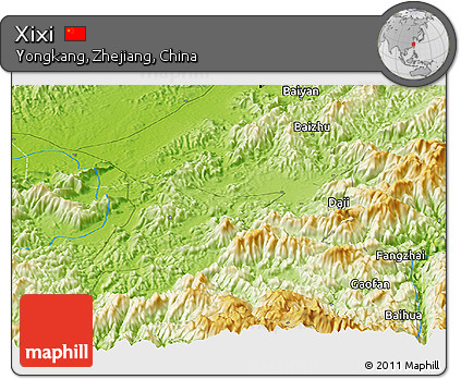 Physical Panoramic Map of Xixi