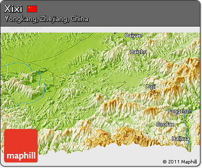 Physical Panoramic Map of Xixi