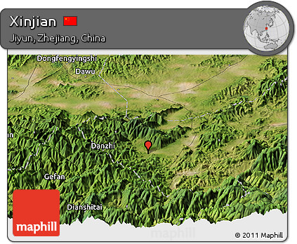 Satellite Panoramic Map of Xinjian