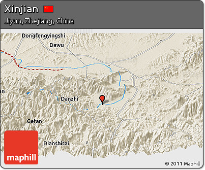 Shaded Relief Panoramic Map of Xinjian