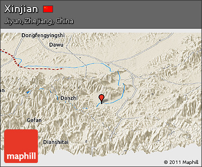Shaded Relief Panoramic Map of Xinjian
