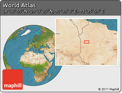 Satellite Location Map of the Area around 28° 47' 8" N, 11° 7' 30" E