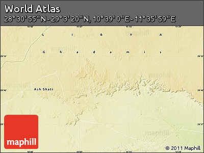 Physical Map of the Area around 28° 47' 8" N, 11° 7' 30" E