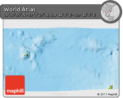 Physical 3D Map of the Area around 28° 47' 8" N, 129° 16' 30" E