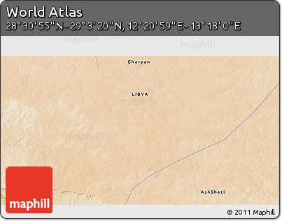 Satellite 3D Map of the Area around 28° 47' 8" N, 12° 49' 29" E