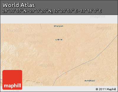 Satellite 3D Map of the Area around 28° 47' 8" N, 12° 49' 29" E
