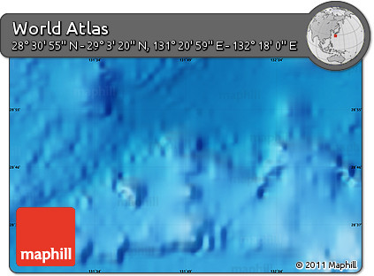 Shaded Relief Map of the Area around 28° 47' 8" N, 131° 49' 29" E