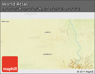 Physical 3D Map of the Area around 28° 47' 8" N, 13° 40' 30" E