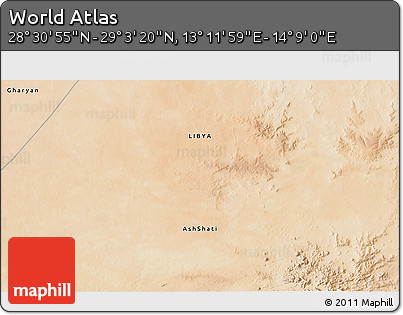 Satellite 3D Map of the Area around 28° 47' 8" N, 13° 40' 30" E