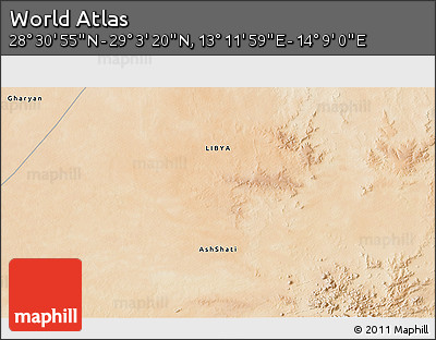 Satellite 3D Map of the Area around 28° 47' 8" N, 13° 40' 30" E