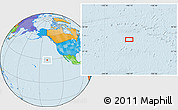 Political Location Map of the area around 28° 47' 8" N, 140° 10' 30" W