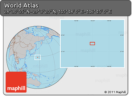 Gray Location Map of the Area around 28° 47' 8" N, 146° 16' 30" E