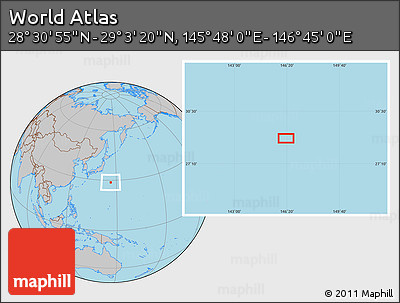 Gray Location Map of the Area around 28° 47' 8" N, 146° 16' 30" E