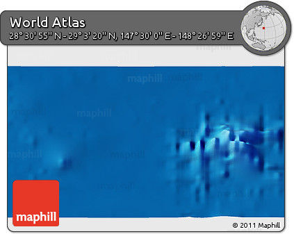 Physical 3D Map of the Area around 28° 47' 8" N, 147° 58' 29" E