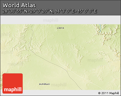 Physical 3D Map of the Area around 28° 47' 8" N, 14° 31' 30" E