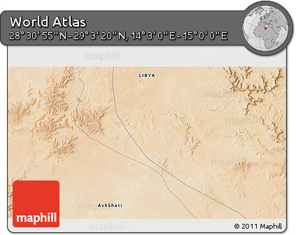 Satellite 3D Map of the Area around 28° 47' 8" N, 14° 31' 30" E